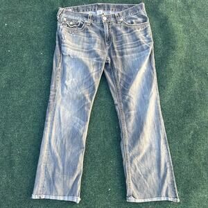 Y2K True Religion Ricky Big T Size 38 Washed Black USA MADE VINTAGE